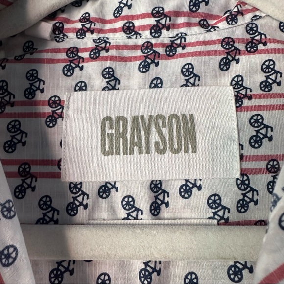 GRAYSON “The Hero” Size 1 Bicycle Print Cotton Button Down New without Tags - Picture 3 of 8